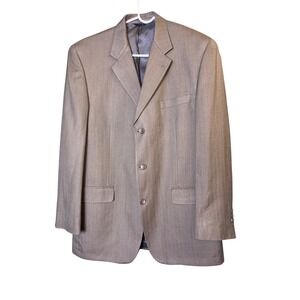Chaps Gold Beige Herringbone Blazer 100% Silk Sport‎ Coat Business Casual 42L